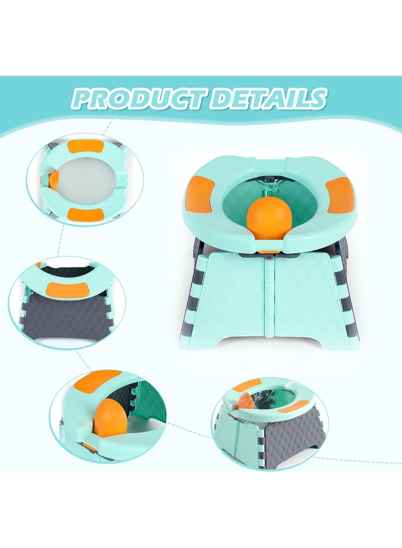 المرحاض المحمول للسفر للأطفال الصغار ، كرسي تدريب المرحاض للأطفال مع حقيبة السفر ، مرحاض تدريب المرحاض للأطفال في الهواء الطلق والداخل سهل التنظيف (الأزرق) ، يتضمن 30 حقيبة استبدال - Image 5